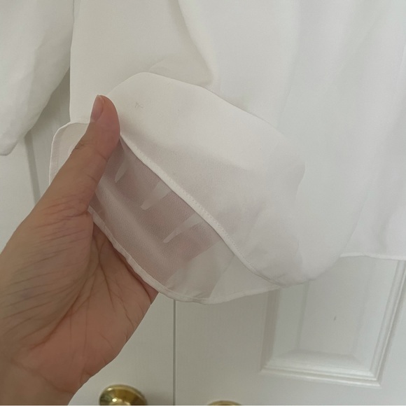 COPY - Aritzia babaton chagall blouse, off the shoulder chiffon blouse (white, … - Picture 5 of 6
